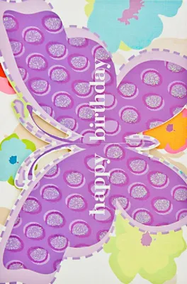 Immagine prodotto di Artebene biglietto d'auguri compleanno farfalla glitterata alta qualità con busta