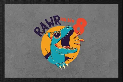 Produktbild von Raw Ich Bin 8 Fußmatte Geschenkidee 8. Geburtstag Humorvoll Sarkastisch Dinosaurier T-Rex Dino
