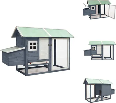 Immagine prodotto di vidaXL Gabbia per polli grigia 170x81x110 cm in legno massiccio di pino e abete - Habitat e recinti per piccoli animali