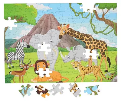 Produktbild von Bodenpuzzle „Wilde Tiere“, 100 Teile