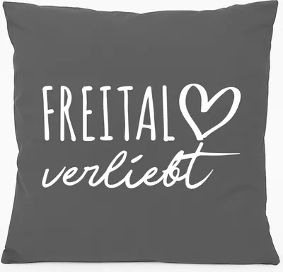 Produktbild von Huuraa Kissen Freital verliebt 40x40cm mit Füllung Steel Grey Baumwolle Dekokissen Geschenkidee