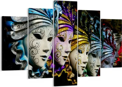 Produktbild von Bild auf Leinwand - Leinwandbild - Abstrakt Maske Feder Festival - 150x100cm - Wand Bild - Wanddeko - Leinwanddruck - Bilder - Kunstdruck - Leinwand bilder - Wandkunst - EA150x100-2105