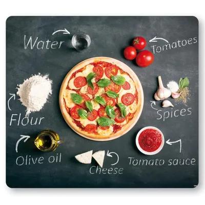 Produktbild von KESPER Multi-Glasschneideplatte Pizza 3659813, 56x50x1,4 cm – hygienische Glasplatte mit 6 Füßen, hitzebeständig & kratzfest
