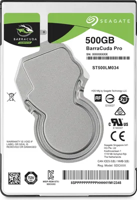 Zdjęcie produktu dla Seagate Barracuda Pro, 500 GB, 7200 RPM, 128 MB, 2.5", Serial ATA III