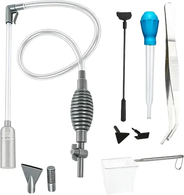 Productafbeelding van Aquarium reinigingsset 5-delig, mulmzuiger 1,7 m, algenschraper, voor waterverversing