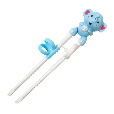 Produktbild von 1 Paar Kinder Kopplungsstäbchen Lebensmittelqualität mit Ring glatte Oberfläche einfach zu bedienen verbreiterte Nicht-Schlupf-Essstäbchen-Tipps Training Tierdesign Kleinkinder-Essstäbchen für Zuhause-D