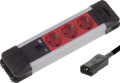 Obrázok produktu pre Bachmann 2m 3x Schuko H05VV-F 3G 1.0mm², 2 m, Plast, Čierna, Červená, 3 AC zásuvky/AC zásuviek, 10 A, Čierna