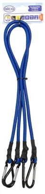 Zdjęcie produktu dla alca® Napinacz do bagażu z karabińczykiem 2 szt. 80 cm niebieskie pasy napinające z hakiem regulowane i rozciągliwe - do samochodu, roweru, motocykla, mebli i transportu