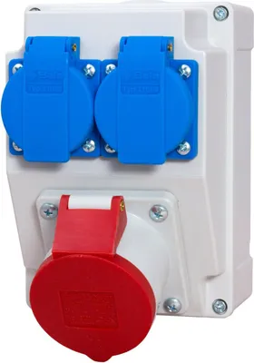 Produktbild von Baustromverteiler Wandverteiler 1x 16A 5-polig 400V CEE 2x 230V Bals Schuko Steckdosen IP65