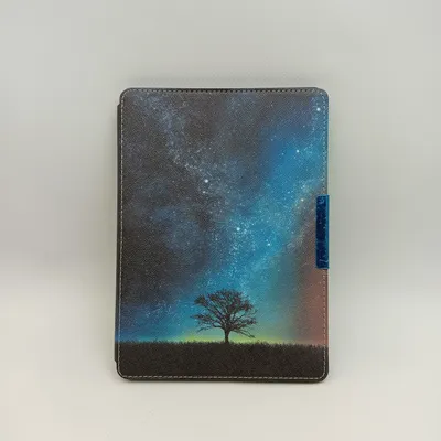 Produktbild von kwmobile Klapphülle kompatibel mit Kobo Aura H2O Edition 1 Hülle - eReader Case - Galaxie Baum Wiese Blau Grau Schwarz