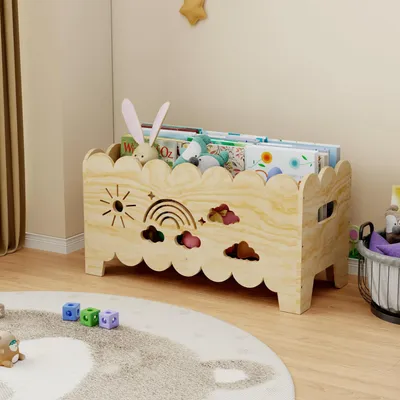 Image de Étagère en bois pour enfants, étagère Montessori, boîte à livres pour enfants, 1 pièce, idéale pour un coin lecture