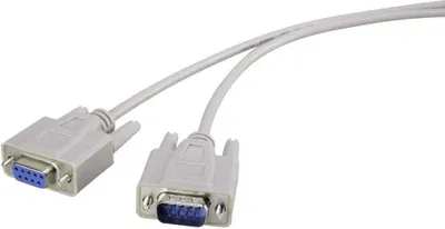 Produktbild von Renkforce Seriell Verlängerungskabel [1x D-SUB-Stecker 9pol. - 1x D-SUB-Buchse 9pol.] 10.00 m Beige
