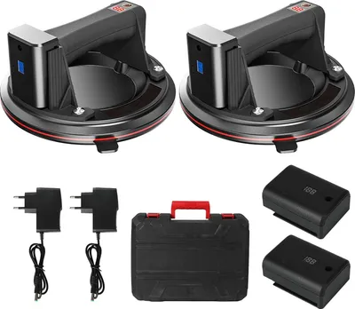 Zdjęcie produktu dla Elektryczny podnośnik próżniowy – podnośnik do szkła i płytek – udźwig 200 kg – wyświetlacz Smart – akumulator 2600 mAh – podnośnik próżniowy do dużych obciążeń – czarny