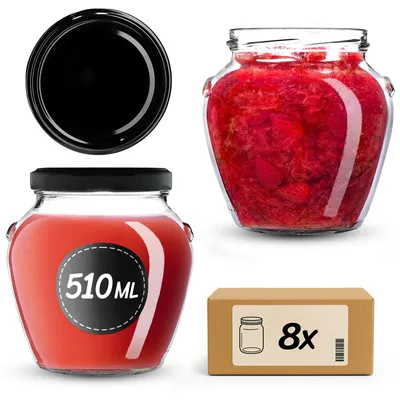 Zdjęcie produktu dla Słoiki do wekowania KADAX 510 ml z zakrętką fi82mm, słoiki z zakrętką, słoiki do wekowania, słoiki do wekowania, słoiki do wekowania (czarne, 8 sztuk)