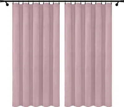 Zdjęcie produktu dla Voppi Zasłony tunelowe z grubego weluru 140x250 cm pudrowy róż zasłony z taśmą marszczącą - zestaw 2 sztuk