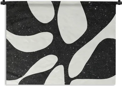 Produktbild von MuchoWow® Wandteppich Wandbehang Pflanze - Schwarz - Minimalismus 150x112.50 cm Tapisserie Dekoration Wandtuch - Wanddecke - Wandteppiche
