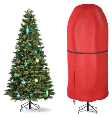 Productafbeelding van Opbergtas voor kerstboom - tot 275 cm – beschermhoes – verticale opslag – rits – trekkoord – waterdicht - rood