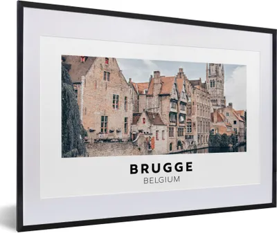 Produktbild von MuchoWow® Gerahmtes Poster Belgien - Brügge - Haus 60x40 cm - Poster mit Schwarzem Bilderrahmen Wandposter Rahmen Foto Bilder - Schlafzimmer - Plakat in Rahmen - Drucken