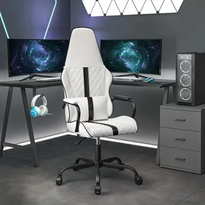 Produktbild von PUEAZU Gaming-Stuhl mit Massagefunktion Schwarz und Weiß Kunstleder - Bürostühle &19242