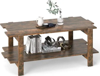 Immagine prodotto di Tavolino da caffè a 2 ripiani con ripiano - Legno marrone, 115 cm