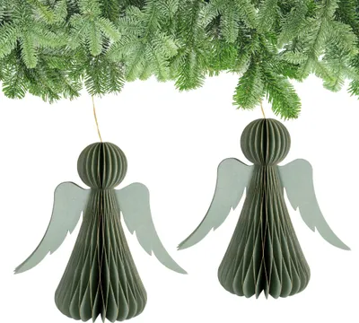 Produktbild von Weihnachtsdeko Engel zum Aufhängen Salbeigrün 3er Set