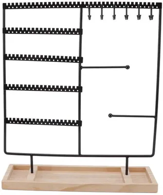 Produktbild von Ohrringhalter mit 5 Ebenen - Schmuckhalter - Ohrringständer - Schmuckorganizer - Holzbasis - Fassungsvermögen für 90 Ohrringe - Schmuckständer