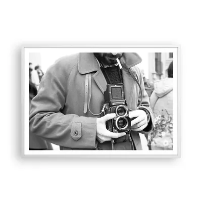 Produktbild von Gerahmtes Poster - Weißer Rahmen - Die Kamera Retro Vintage - 100x70 cm - Wand Bild - Wanddeko - Wandbilder - Kunstposter - Wandposter - Bilderrahmen - Bilder - Kunstdruck - P2WAA100x70-5009