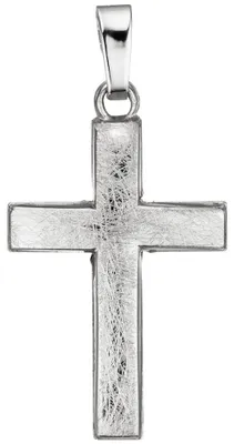 Produktbild von Anhänger Kreuz 23,1x14,1mm aus 585 Gold Weißgold eismatt Halsschmuck