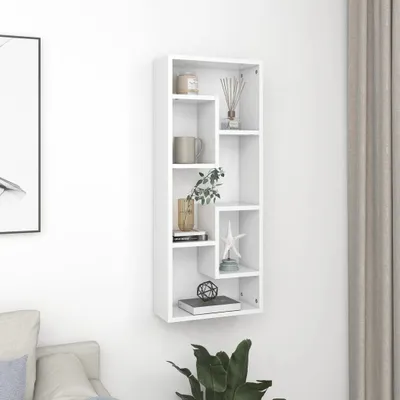 Image de vidaXL Étagère murale blanche 36x16x90 cm Bois composite - Étagères murales