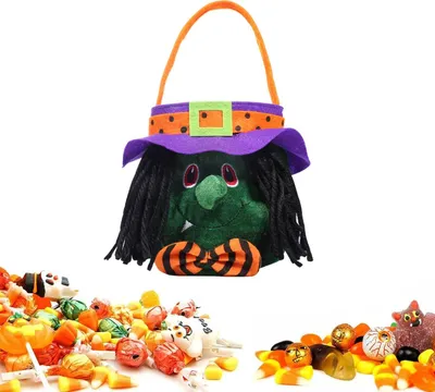 Obrázok produktu pre Halloween košík tekvica taška Cosplay dodávky Halloween dekorácie Candy Bag s lukom Trick or Treat, zelená