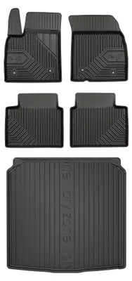 Image de Tapis en caoutchouc + bac de coffre pour Ford Focus IV 2018-2025 (break, roue galette, avec roue de secours) – 5 pièces, noirs, sur mesure