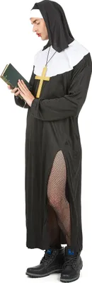 Immagine prodotto di Costume da suora divertente da uomo in bianco e nero - L