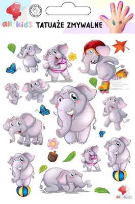 Obrázok produktu pre Detské umývateľné tetovanie Happy Elephants