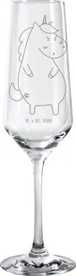 Produktbild von Mr. & Mrs. Panda Sektglas Einhorn Wut - Transparent - Geschenk, graviertes, Nein, Flute Glas, Trinkglas, Unicorn, Lustig, wütend, Sektflöte, Champagnerglas, Arbeit