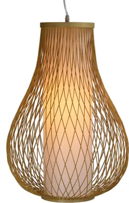 Produktbild von Fine Asianliving Bambus Hängelampe Pendelleuchte Handgefertigt - Amber D38xH55cm Pendelleuchte Beleuchtung Bambus Lampenschirm Geflochten Lampe Belechtung Rotan
