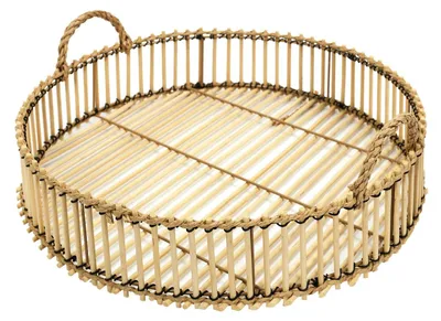 Produktbild von Home Deco Factory Bambustablett - Rund - 40 x 6 cm - natur - hoher erhohter Rand