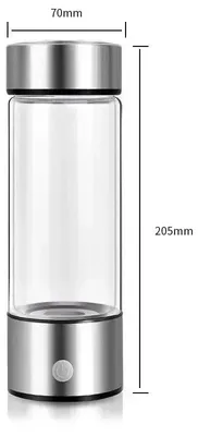 Image de Bouteille d'eau enrichie en hydrogène - Générateur d'hydrogène portable - 420 ml - USB - Filtre en titane - Ionisateur d'eau - Argent