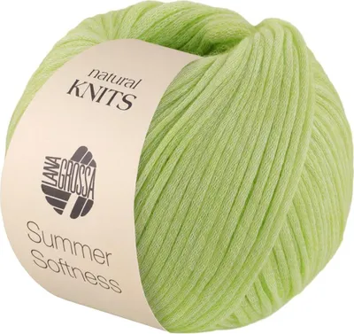 A ball of green yarn with a label.