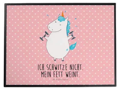 Produktbild von Mr. & Mrs. Panda schreibtischunterlage Einhorn Fitness - Rot Pastell - Geschenk, tischschutzmatte, Tischunterlage, Diät, tischpad, Unicorn, schreibtischunterlagen, Sport