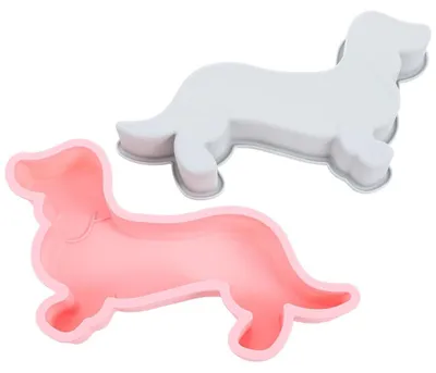 Immagine prodotto di Set da 2 stampi in silicone a forma di cane, con rivestimento antiaderente, ideali per cioccolato, caramelle, gelatine, budini, glassa