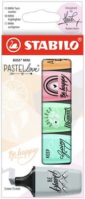 Immagine prodotto di STABILO 07/05-29-10 STABILO Evidenziatore BOSS MINI Pastellove 2.0, scatola da 5