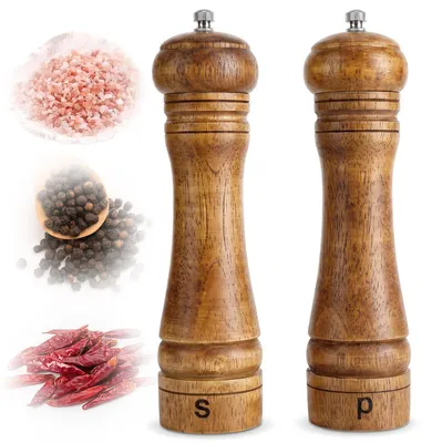 Salz- und Pfeffermühle aus Holz, 21,5 cm, manuell, 2er-Set