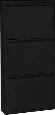 Produktbild von Betten-ABC Amelie  Moderner Schuhschrank, robust und platzsparend, aus pflegeleichtem Metall, Farbe: Schwarz, Klappen: Drei Klappen