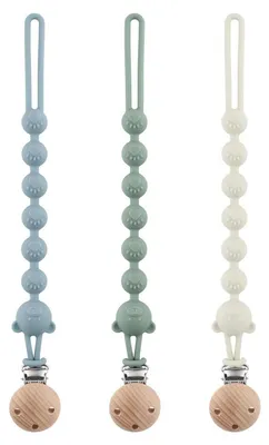 Produktbild von 3er-Pack Silikon-Schnullerkette für Baby, BPA-frei, Mandel Grün Blau Weiß