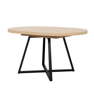 Produktbild von Flieks Ausziehbarer Esstisch, geeignet für 4–6 Personen, Esstisch mit abgerundeten Ecken, runder Esstisch 100-140x100x75cm, Eichenfarbe
