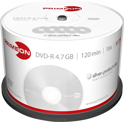 Immagine prodotto di Primeon 2761204 Blank DVD-R 4.7 GB 50 pc(s) Spindle Silver matte surface