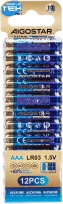 Produktbild von 12 x AAA Mini-Zellen, alkalisch, LR03, 1,5V, nicht wiederaufladbar [Schutzverpackung mit 12 Stück]