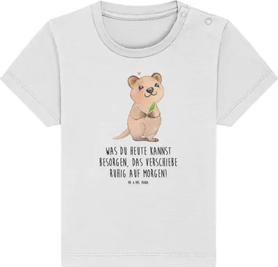 Produktbild von Mr. & Mrs. Panda Babyshirt Quokka Happy 0. - 6. Monat - Weiß - Geschenk, Baby Oberteil, Lustiger Spruch, Kleinkind Shirt, Kinder Top, Organic T-Shirt, Verschieben,