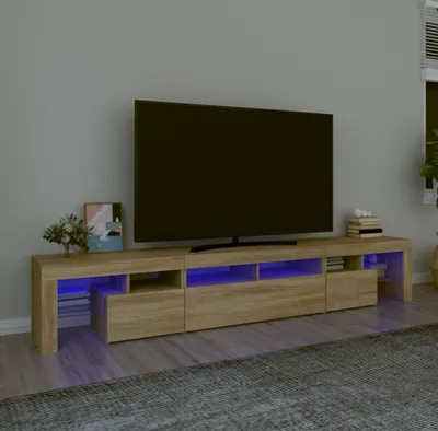 Imagen del producto de Maison Exclusive: Mueble de televisión con iluminación LED, acabado en roble Sonoma, 230 x 36,5 x 40 cm