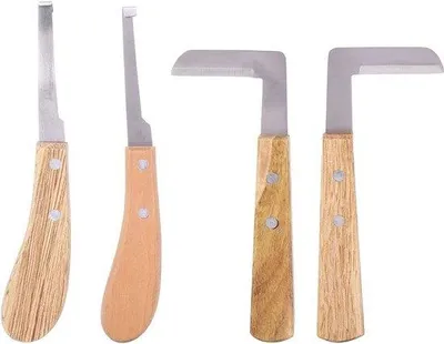 Immagine prodotto di Kit di raschietti per zoccoli, per destrimani, manico in legno